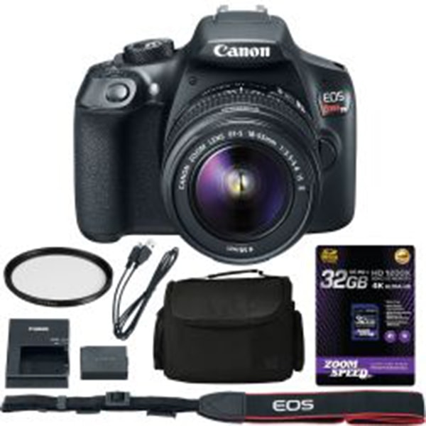 Canon EOS Rebel T6 DSLR: AutoFocus Camera + Image Stabilized 18-55mm Lens + AOM 32GB Starter Bundle - Includes Gadget Bag, UVFilter, Starter Kit