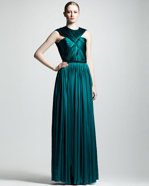 Bottega Veneta Women's Viscose and Silk Criss-Cross Long Dress with Knot - Green - Maxi Dresses