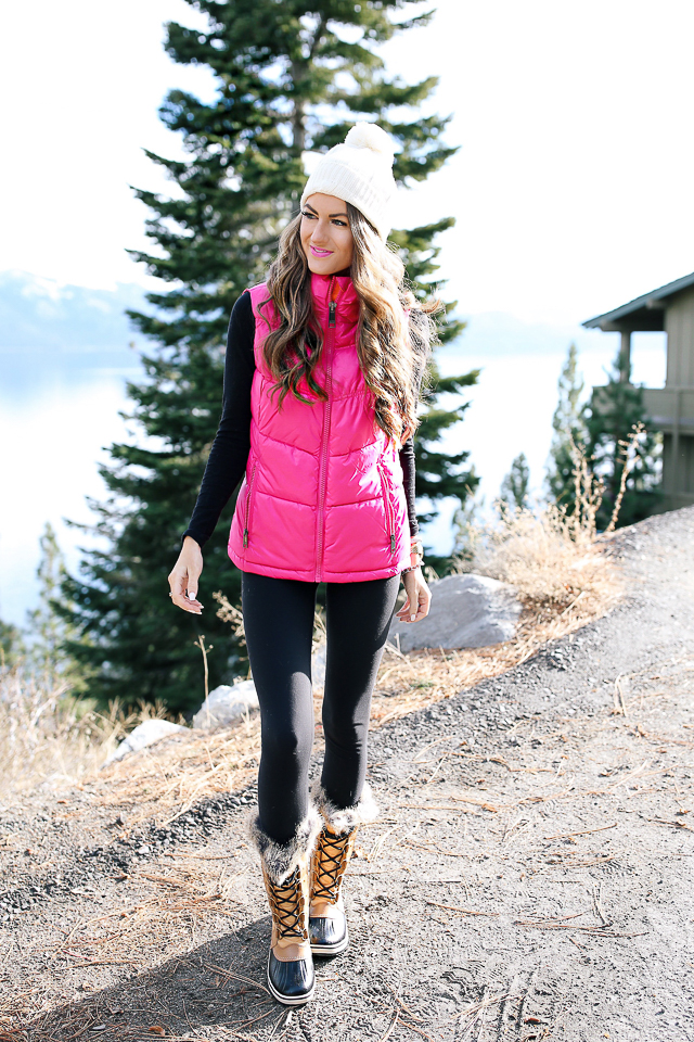 Southern Curls & Pearls Hot Pink Puffer Vest