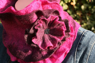 Blackberry Ruffle Scarf and Brooch