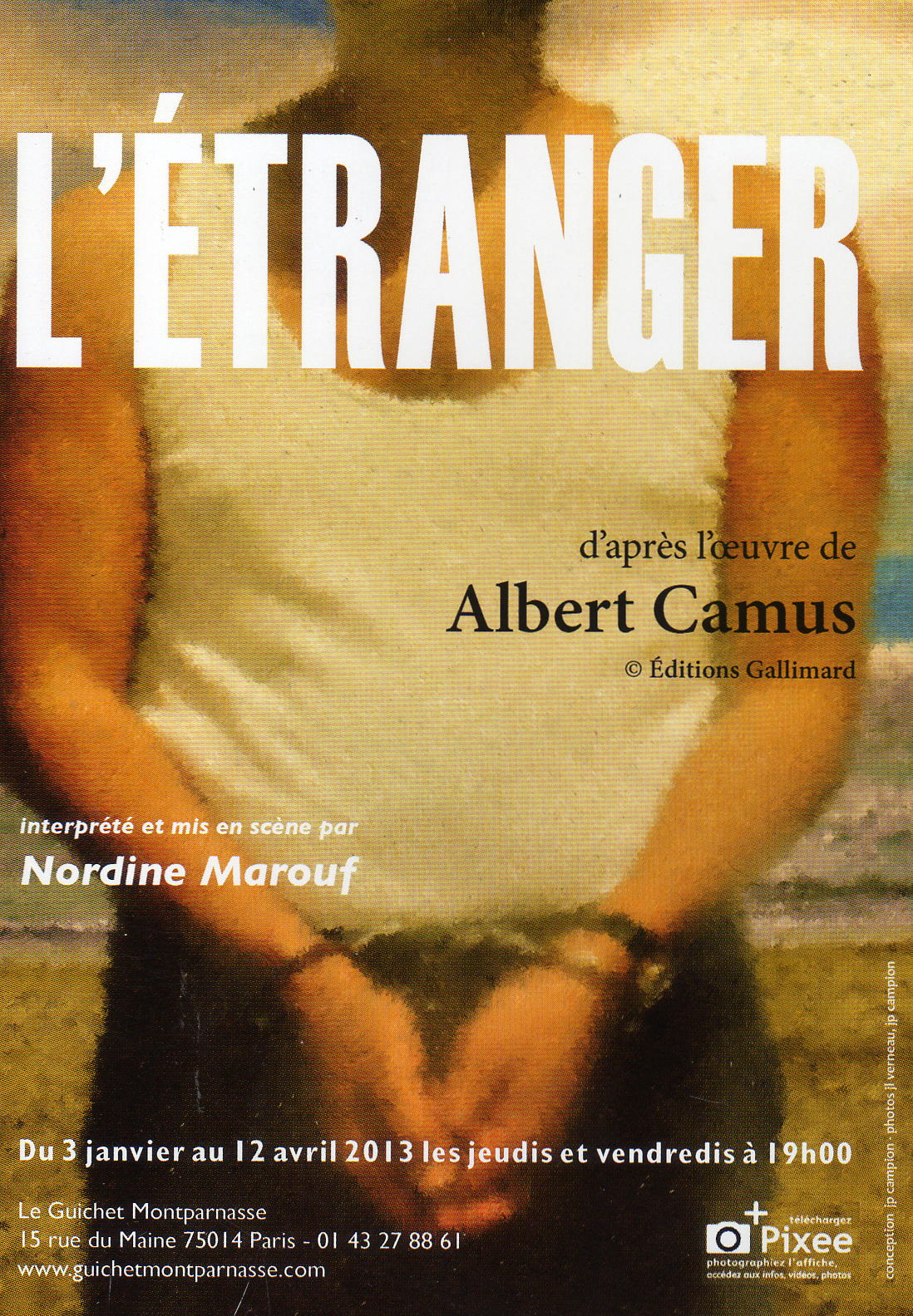 Critique de théâtre L'ETRANGER d'Albert CAMUS au THEATRE LE GUICHET MONTPARNASSE
