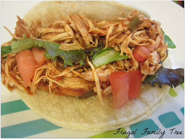 1 Ingredient Slow Cooker Chicken Tacos | Frugal Family Tree