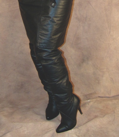 eBay Leather: Vintage Wild Pair black leather thigh boots
