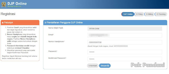 Cara Registrasi EFIN di Situs DJP Online  Pak Pandani 