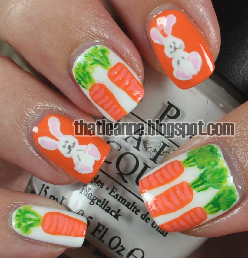 thatleanne: Easter Bunny with Carrots nail art!