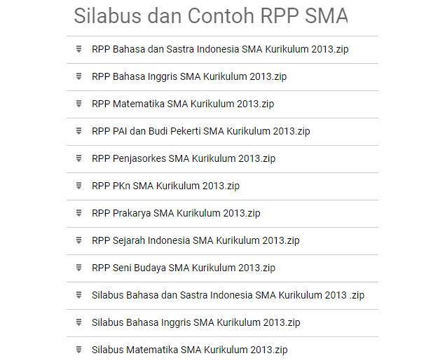 Silabus dan Contoh RPP SMA Kelas 10 11 12 Kurikulum 2013
