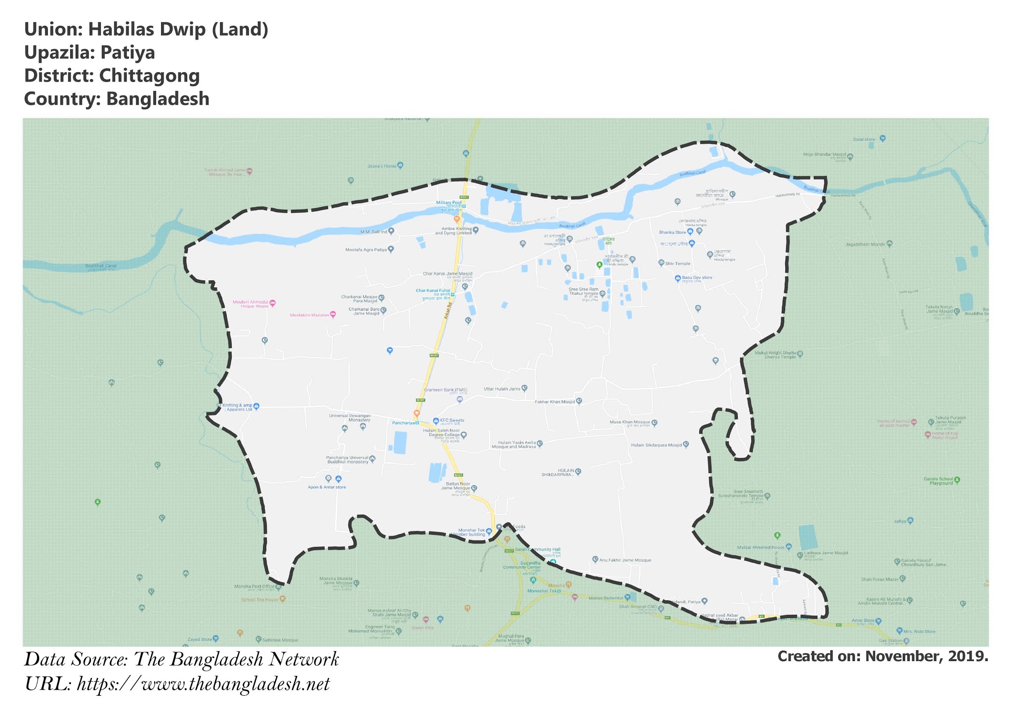 Map of Habilas Dwip of Patiya Upazila Map of Habilas Dwip of Chittagong, Bangladesh.