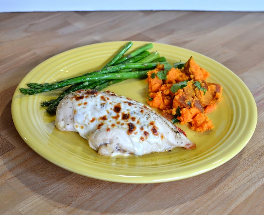 Roasted Red Pepper, Mozzarella, and Basil Stuffed Chicken