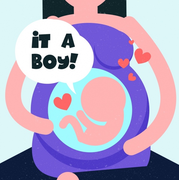 Birthing banner pregnant woman icon texts speech bauble Free vector