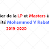 Calendrier de la LP et Masters à l'université Mohammed V Rabat 2019-2020
