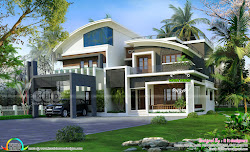 roof bedroom contemporary plans curvy floor curved mansions layouts luxurious luxury keralahousedesigns kerala long facility ground
