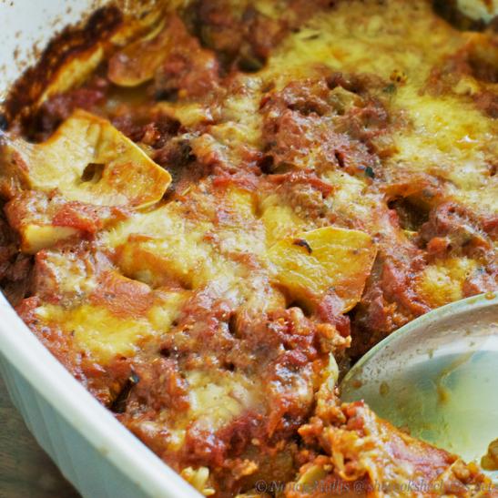 TomatoSummer or Zucchini Squash Casserole with Mozzarella Cheese