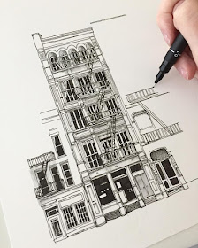 09-Fire-Escape-WIP-Phoebe-Atkey-Urban-Sketcher-Architectural-Building-Drawings-www-designstack-co