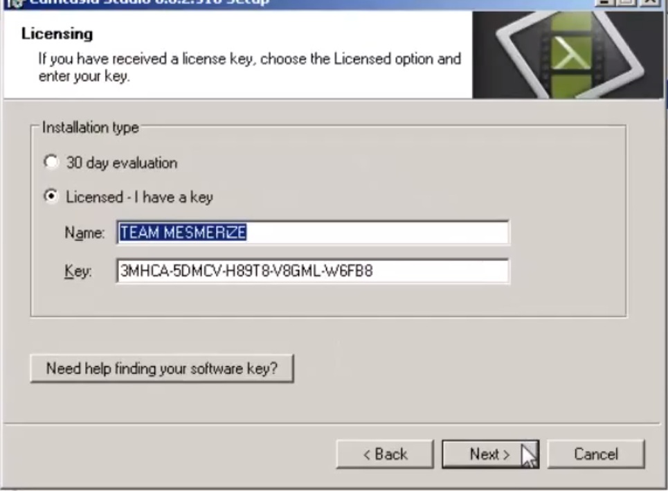 software key for camtasia 9