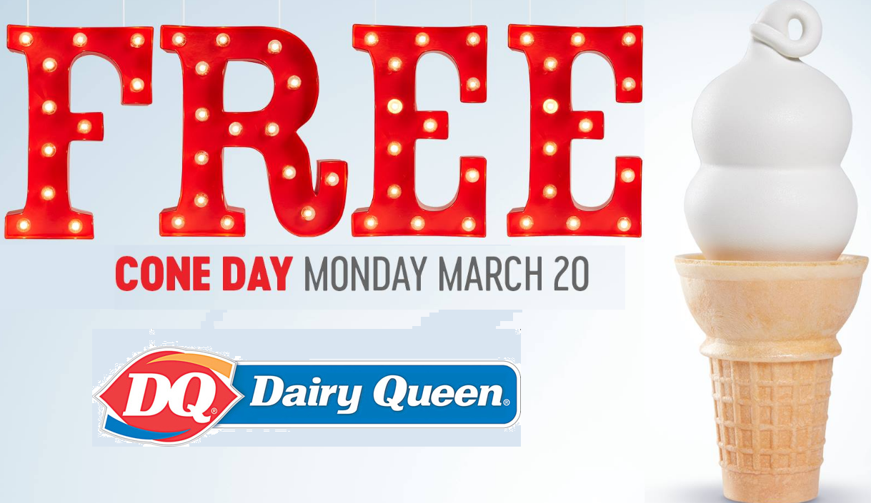 Free Small Vanilla Ice Cream Cone at Dairy Queen Today Monday 3/20. No