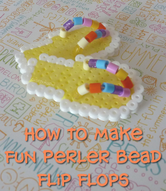 How to Make Perler Bead Flip Flops for a Great Summer Craft Embellishment Hama beads fused Tutorial on how to make some cute summer Perler bead flip flop mini embellishments