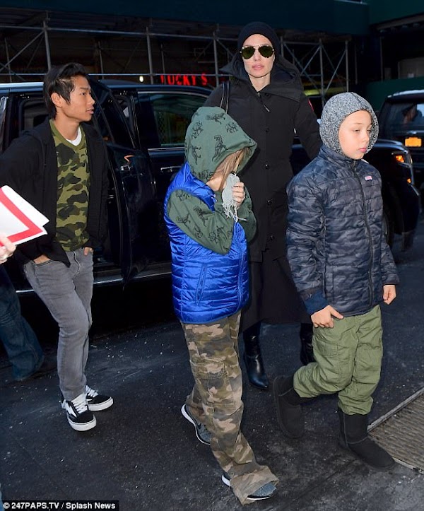 Angelina Jolie viajó con sus hijos a Nueva York