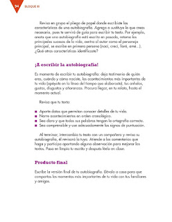 Apoyo Primaria Español 3er grado Bloque 3 lección 2 Práctica social del lenguaje 8, Escribir un relato autobiográfico para compartir