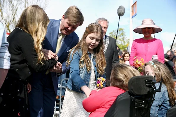 King Willem-Alexander, Queen Maxima, Princess Amalia, Princess Alexia and Princess Ariane, Princess Laurentien attend the 2016 Kings Day celebration in Zwolle