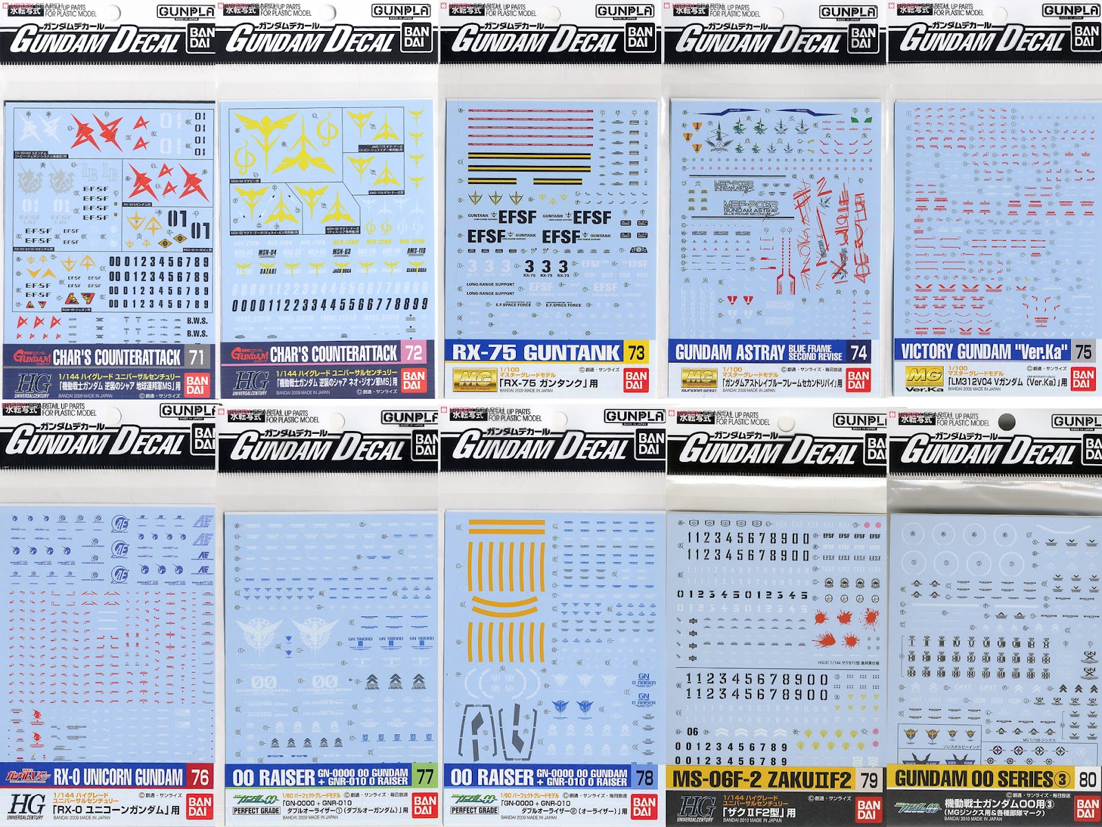 G Project Gundam Decal List