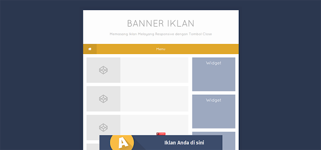 Memasang Iklan Melayang Responsive dengan Tombol Close