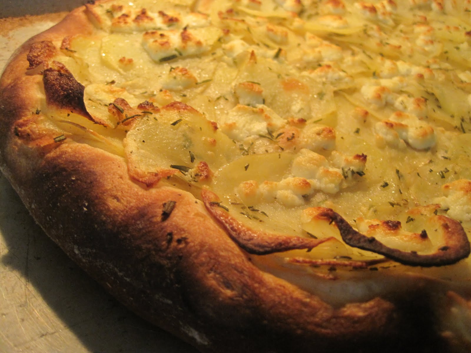 Taste the Rainbow Potato, Goat Cheese and Rosemary Pizza
