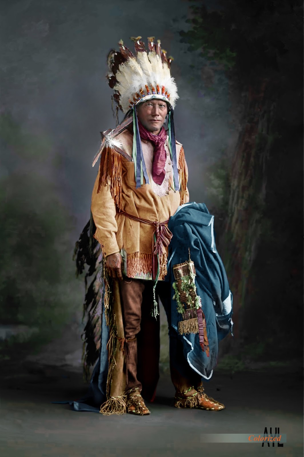 Colors for a Bygone Era: Colorized Native America Indian Chief Porcupine