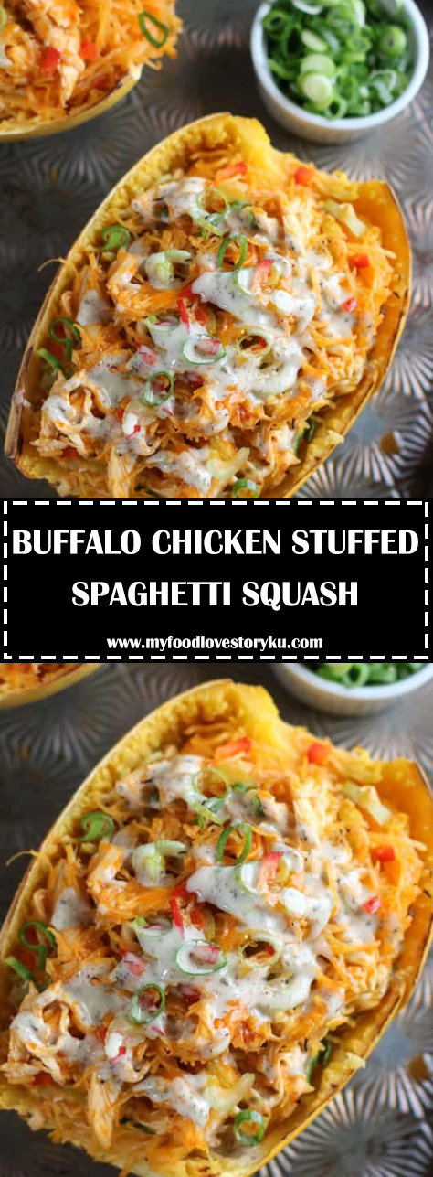 BUFFALO CHICKEN STUFFED SPAGHETTI SQUASH - #recipes
