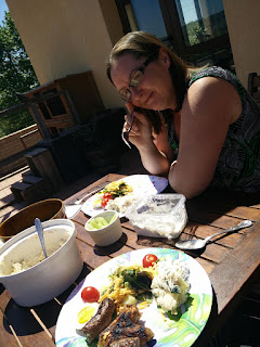 Tucking into our leftovers-lunch Tucking into our leftovers-lunch