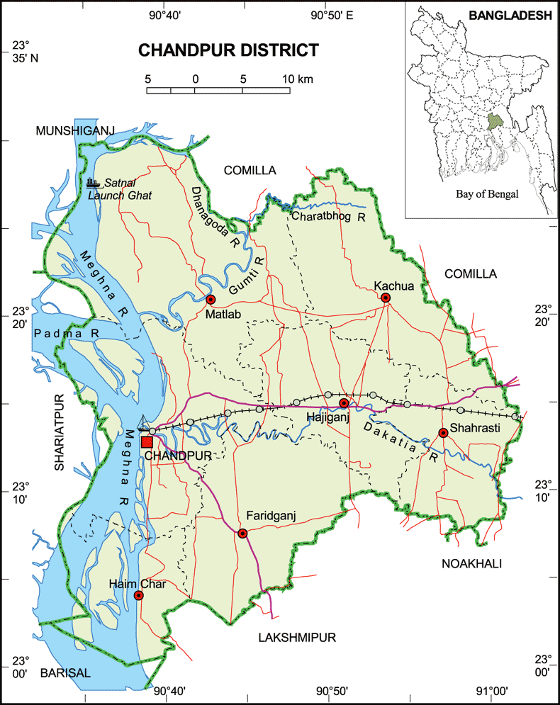 Chandpur District Map Bangladesh