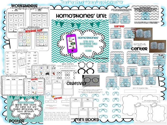 homophones pack centers and printables