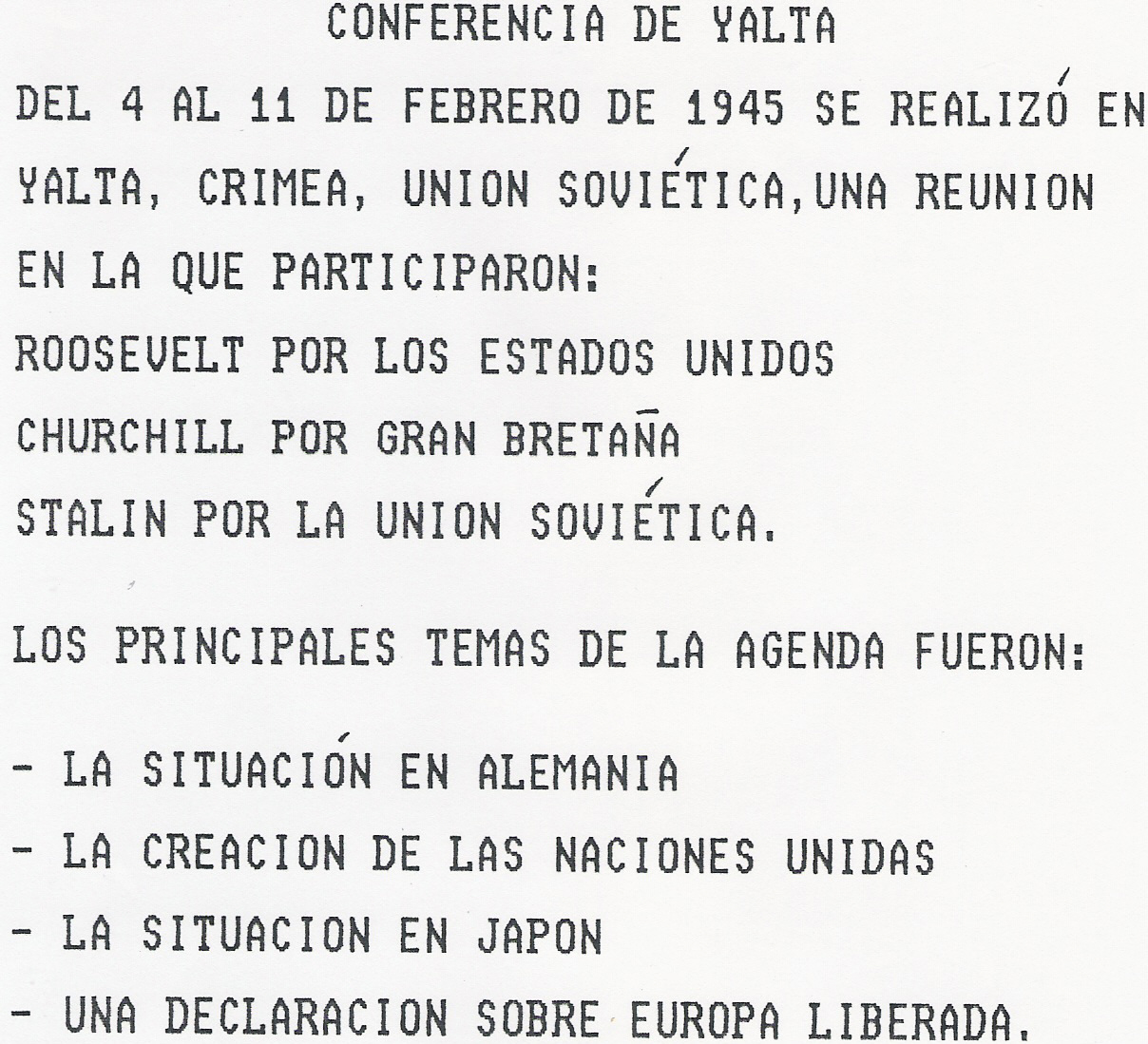 Politica Internacional Argentina CONFERENCIA DE YALTA.