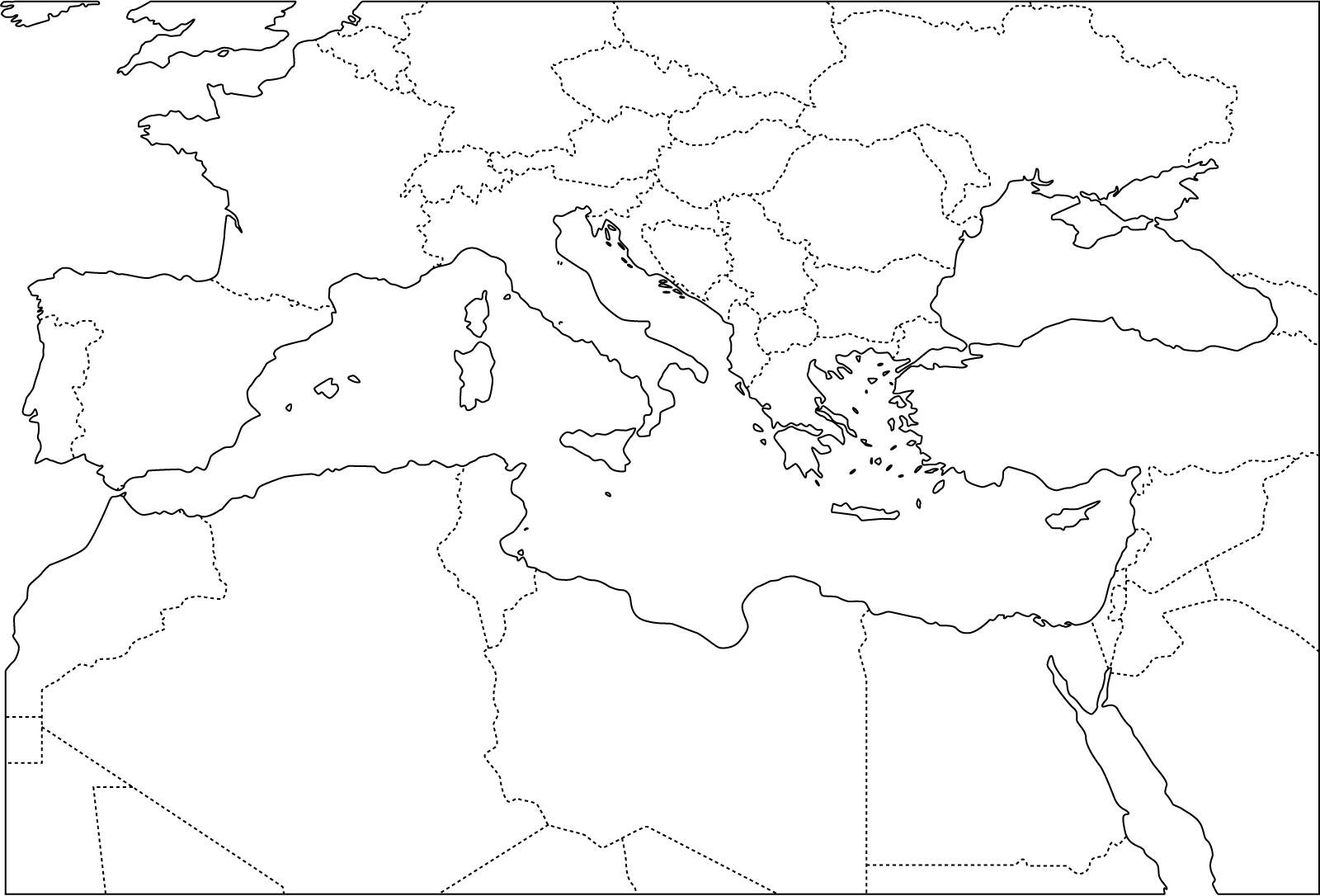 Контурная карта османской империи. Средиземное море на контурной карте. Контурная карта Средиземного моря. Средиземное море карта пустая. Карта Средиземноморья пустая.