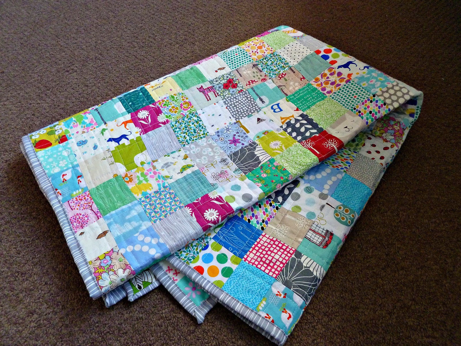 Stitch and Pieces Crazy squares patchwork quilt A finished quilt
