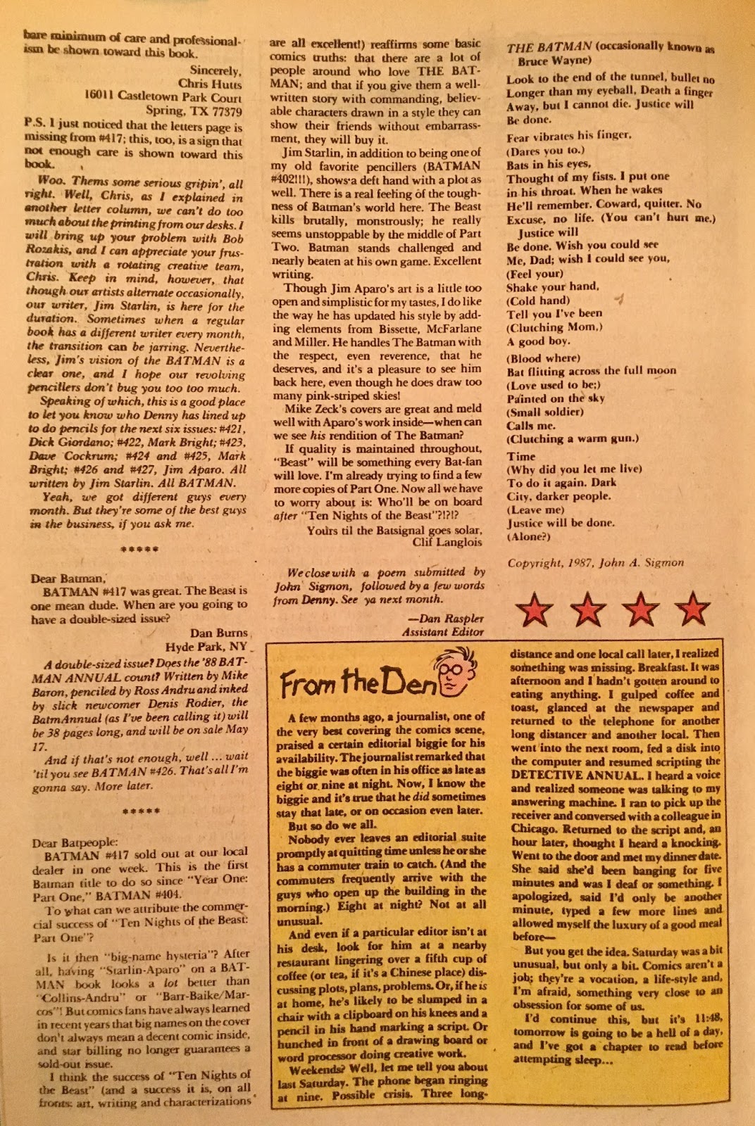 Chris Is On Infinite Earths Batman 421 1988