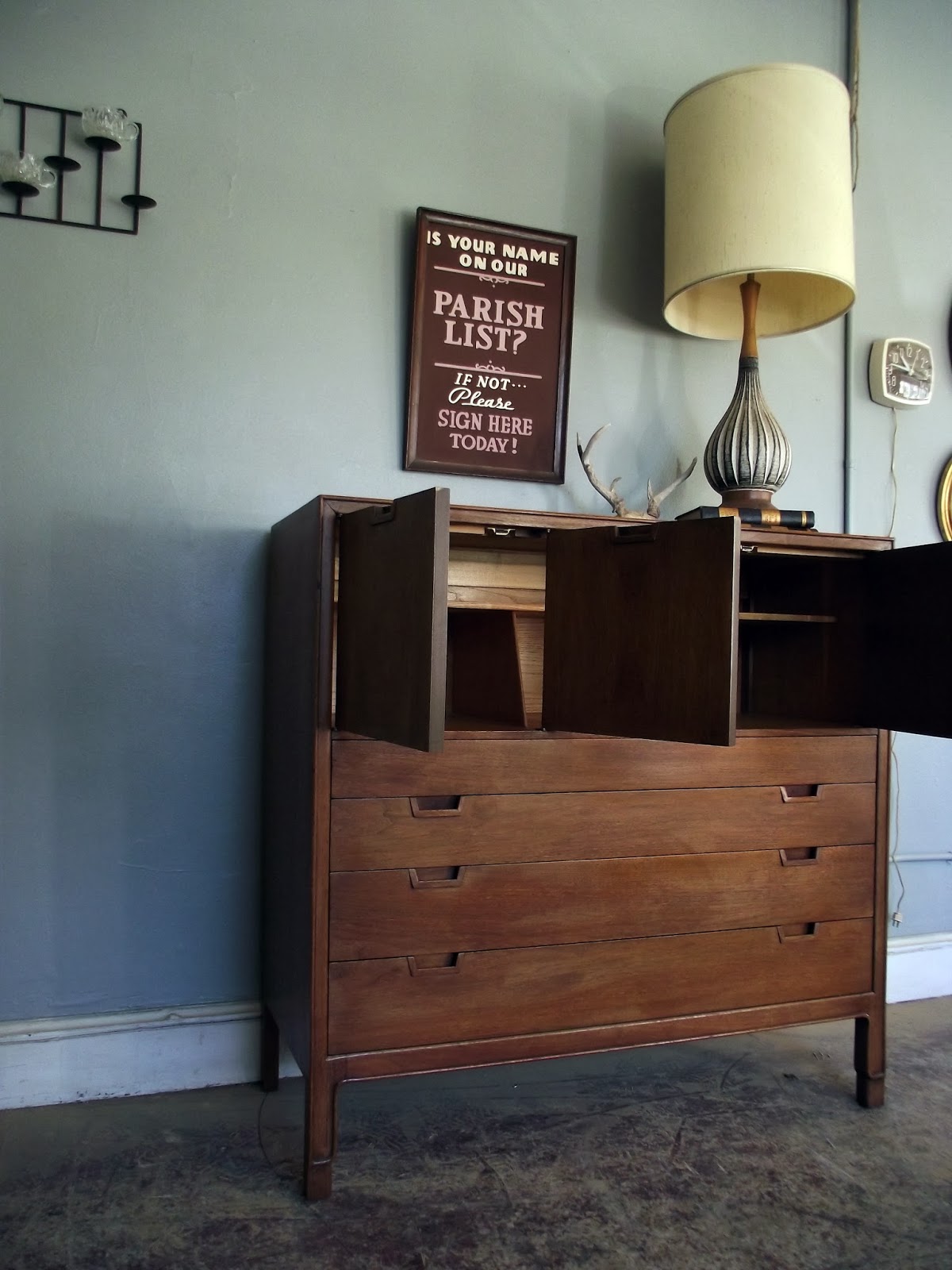 Vintage Ground Mid Century Highboy Gentleman's Chest of Drawers