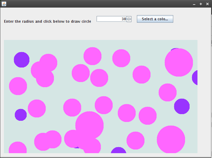 Draw Circles JColorChooser, JSpinner Example Java Swing NetBeans