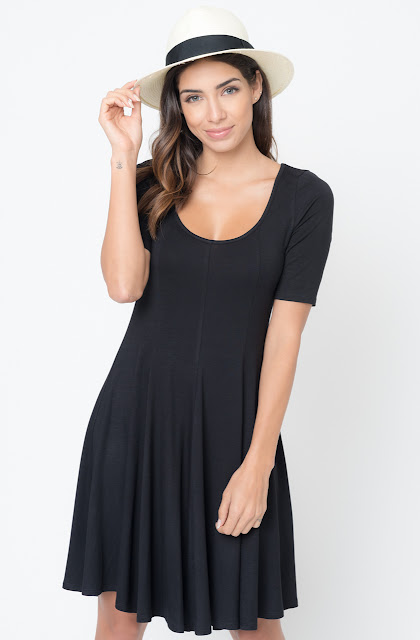 Buy Now black Paneled Flared Dress Online $34 -@caralase.com
