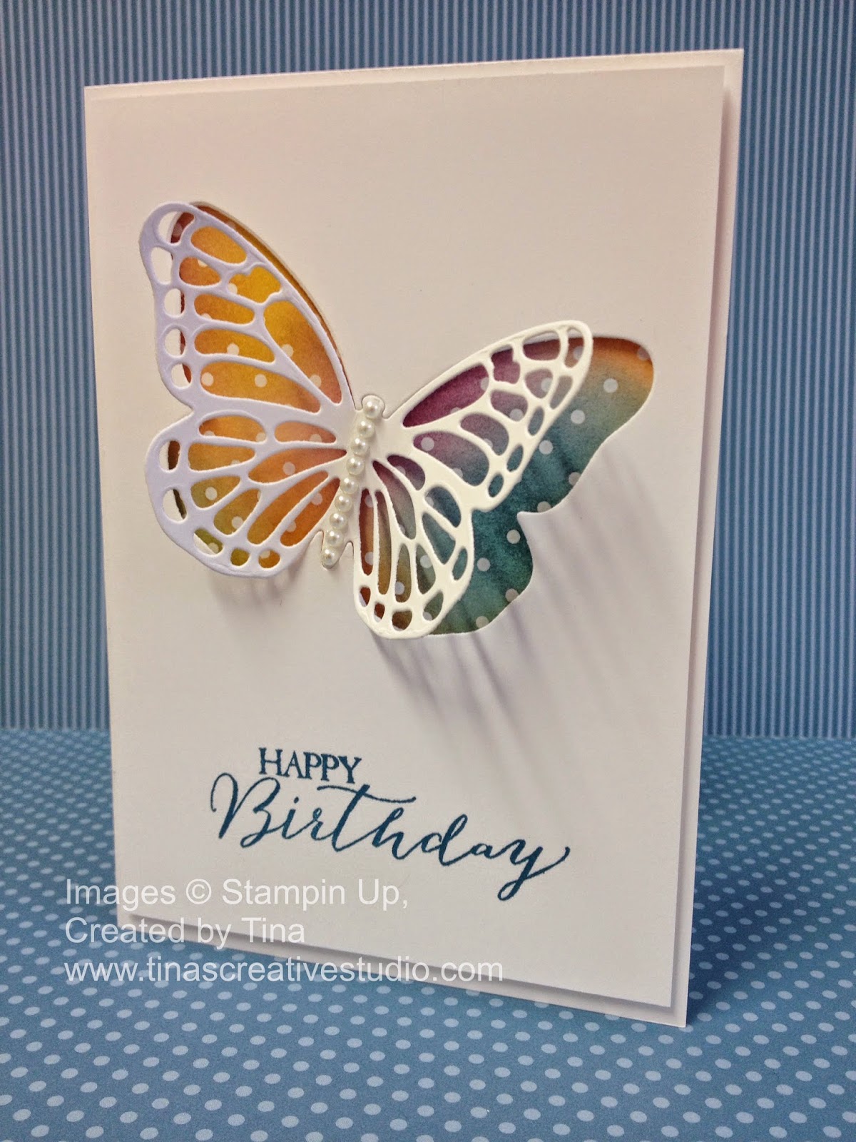 Stained Glass Butterflies Thinlits Dies birthday card www.tinascreativestudio.com