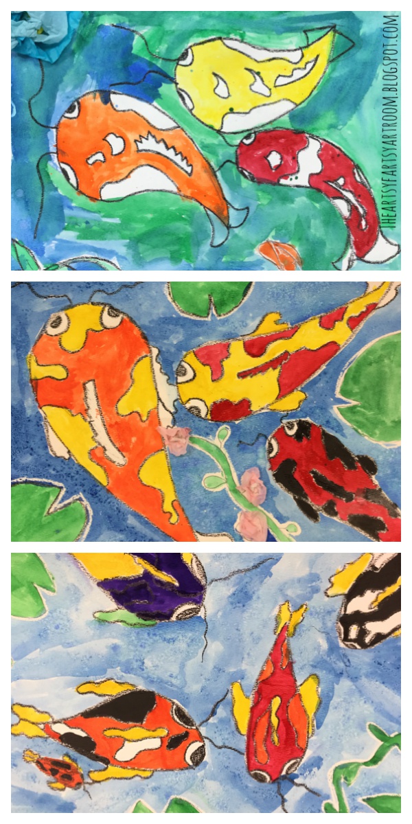 The Artsy Fartsy Art Room: Japanese Koi Fish with 3rd Grade