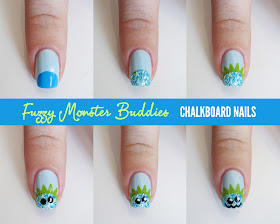 Chalkboard Nails: Fuzzy Monster Buddies tutorial