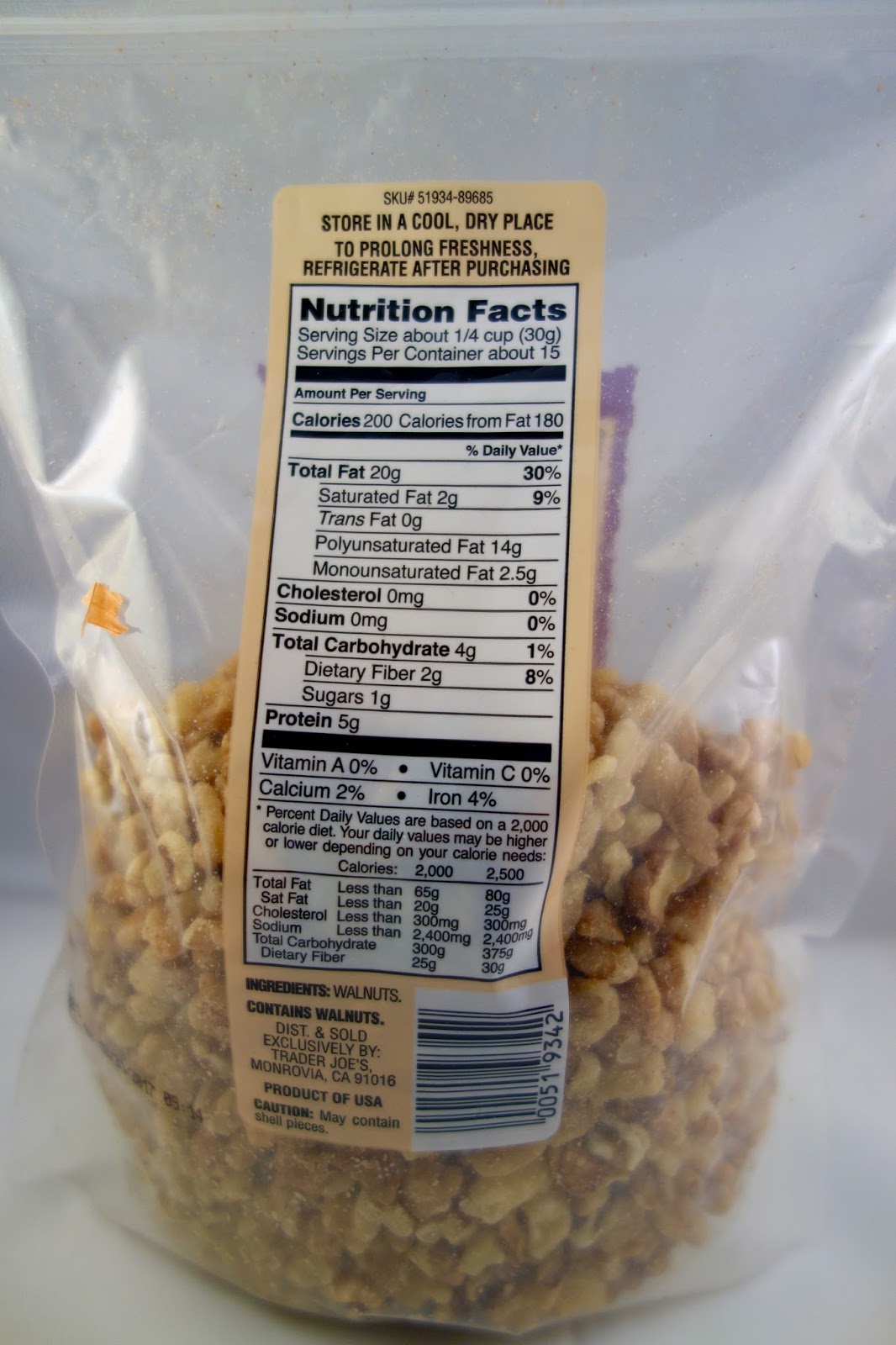 Trader Joe's Raw California Walnut Baking Pieces