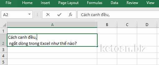 Canh đều, ngắt dòng trong Excel như thế nào?