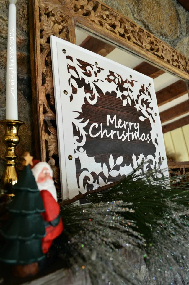 Wooden Christmas Sign From Gift Bag DIY