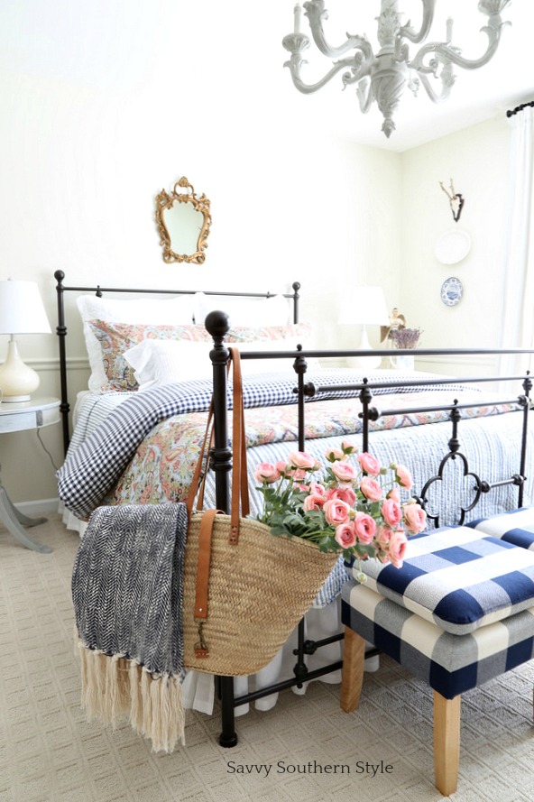 Savvy Southern Style Navy And Pink Guest Bedroom For Spring