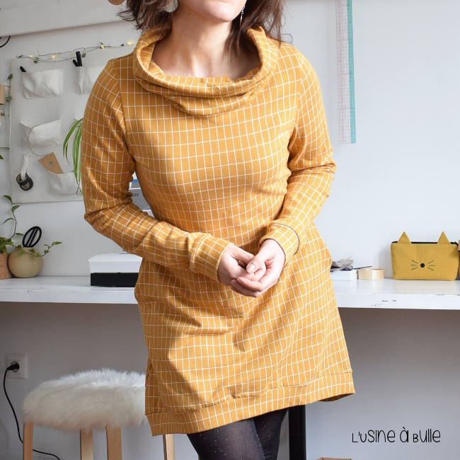 robe pull jaune moutarde