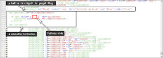 Ajouter la nouvelle inclusion dans le code XML du gadget Blog.