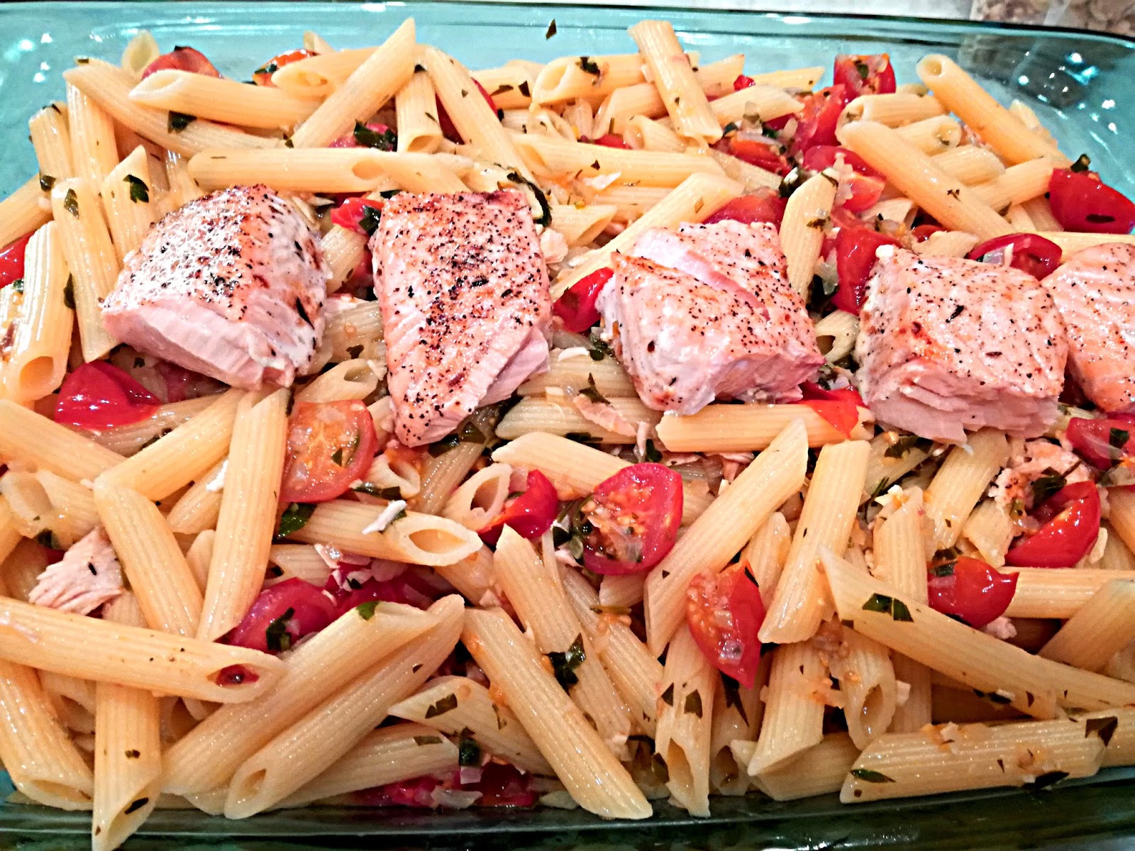 Pasta with Smoked White Fish, Tomatoes and Garlic Recipe