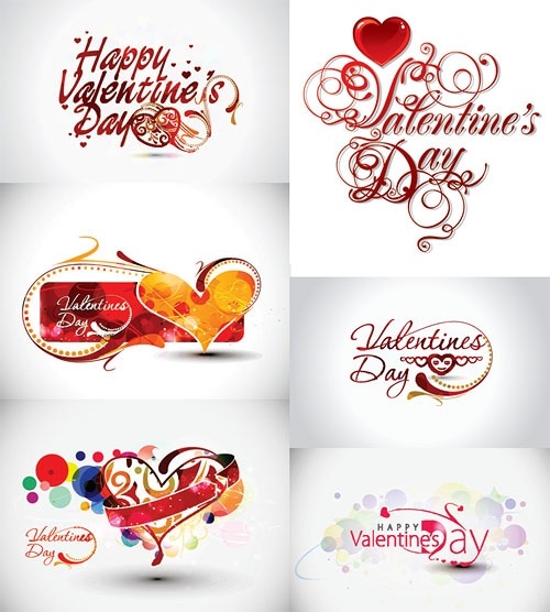Valentine day word them Free vector