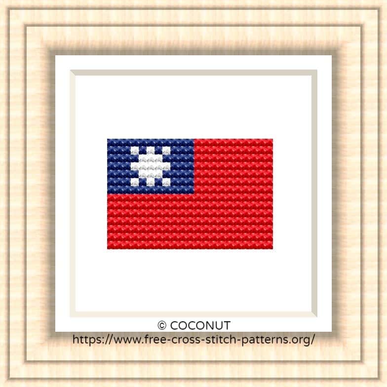NATIONAL FLAG OF TAIWAN CROSS STITCH CHART